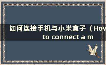 如何连接手机与小米盒子（How to connect a mobilephone to axiaomi box）